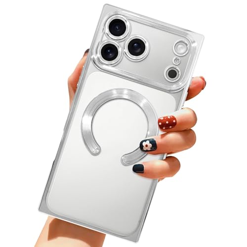LSL Case for iPhone 17 Pro [Compatible with MagSafe] - Silver | Soft TPU Bumper Anti-Drop Anti-Scratch Shockproof Protective Slim Luxury Plating Clear Magnetic Cover for Women Girls Men - color: Silver, size: for iPhone 17 Pro