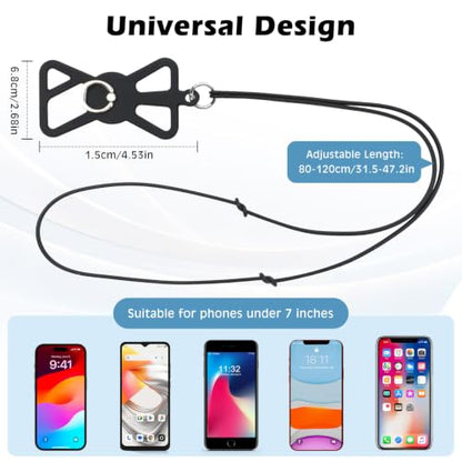 MoKo Phone Crossbody Lanyard - Adjustable Neck Strap with Phone Ring Grip - color: Black, size: 80-120cm