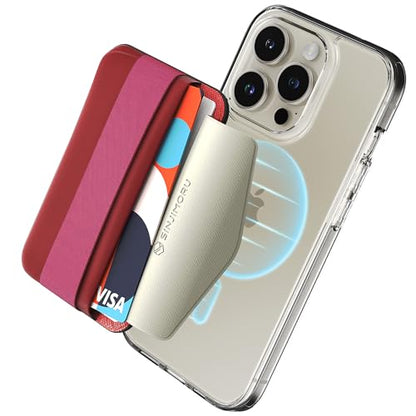 Sinjimoru Magnetic Wallet with Soft Wool Band Grip for MagSafe, Red - color: Red