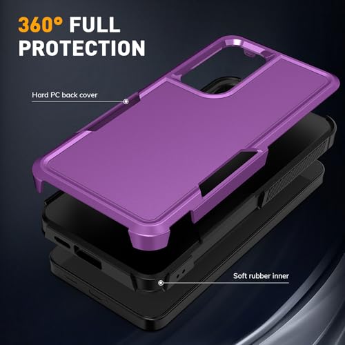 Vinve for Samsung Galaxy S24 FE Case with HD Screen Protector, Military-Grade Shockproof & Dual-Layer Protection, Anti-Slip Grip Design Phone Case, Purple - color: Purple