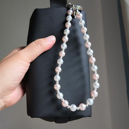 Phone Charm Wrist Strap for Women, Detachable Anti-Theft Cell Phone Case Camera AirPods Bags Keychains Lanyard with Tether Tab for iPhone, Samsung and Most Smartphones, Hand-free Beaded Chain (Pink) - color: Pink