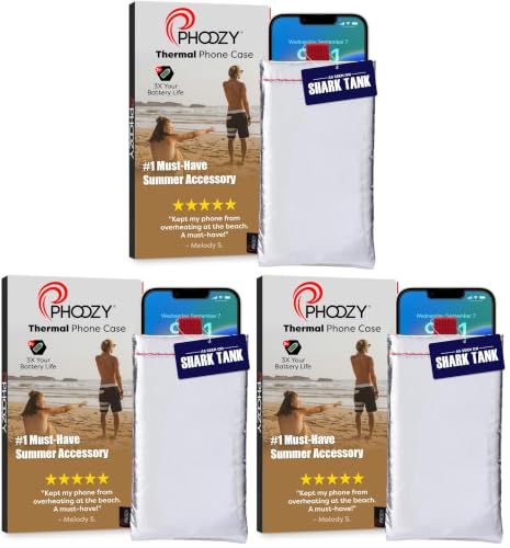 PHOOZY Apollo Thermal Phone Case | Insulated Phone Pouch Extends Battery Life 3X | Heat Resistant Drop Protection | Military Grade Water Resistant | Large | Silver (Pack of 3) - color: Silver, size: Large (Pack of 3)
