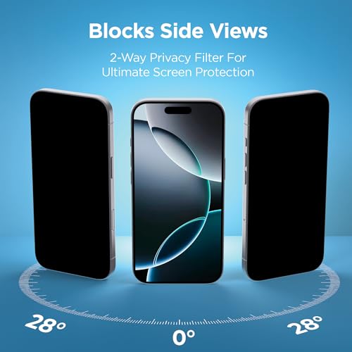 BLACK+DECKER 2 Pack Privacy Screen Protector for iPhone 16 Pro Anti-Spy - size: Privacy_iPhone 16 Pro