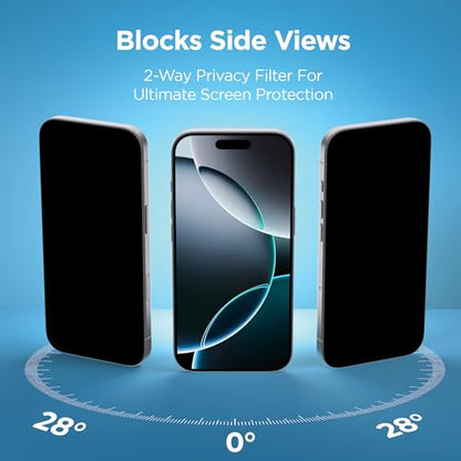 BLACK+DECKER 2 Pack Privacy Screen Protector for iPhone 16 Pro Anti-Spy - size: Privacy_iPhone 16 Pro