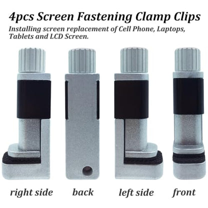 Phone Repair Clamp 4pcs for Screen Repair, Adjustable Fastening iPhone Clip Holder, Frame Clamp Tool for iPad MacBook Tablet LCD iPhone Screen Replacement - color: 4pcs Metal Clamps-regular Pack