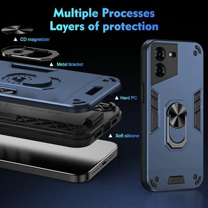 Compatible for Tecno Pova 5 Pro Case,Built-in Stand Shockproof and Drop-Proof Compatible with Tecno Pova 5 Pro 5G LH8n Phone Case Cover Blue - color: HY-GZS-blue, size: Tecno Pova 5 Pro 5G