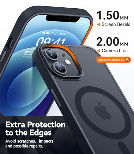 CANSHN Magnetic for iPhone 12 Case/iPhone 12 Pro Case, Black | Translucent Matte, Compatible with MagSafe, Heavy Duty Protection, Scratch Resistant, Slim Fit, Pocket Friendly - color: Matte & Black