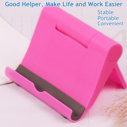 Cell Phone Stand for Desk 2 Pack Mobile Phone Holders Desktop Tablet Stand, Foldable Phone Dock Universal Adjustable Tablet Stand for Desk (Pink+Purple) - color: Pink+Purple
