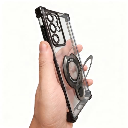 case Compatible with Samsung Galaxy s22 Ultra case Rugged softcase Protective with Ring Stand Clear for s22 Ultra Phone case,Black - color: Black, size: Samsung Galaxy S22 ultra