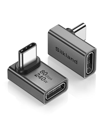 Silkland 80Gbps USB C 90 Degree Right Angle Adapter 2 Pack 16K 240W USB4 - style: 90 Degree