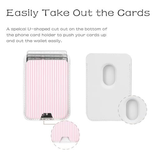 Compatible with Magsafe Cute Wallet Magnetic Card Holder,Pink Lines - color: Pink Stripes Lines