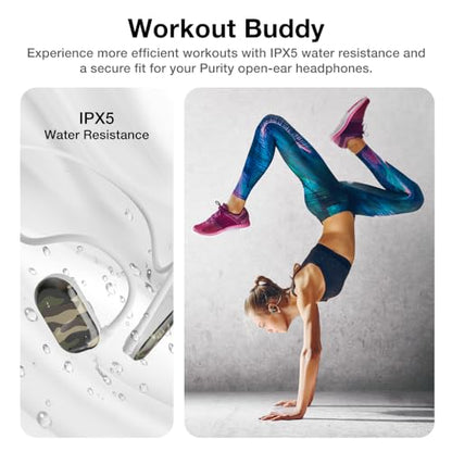 Purity Air Open Ear Headphones - True Air Conduction Wireless Bluetooth Open Ear Earbuds with Dual Mic for iPhone/Android - Secured Long Wearing Comfort, Sports Sweat Resistant (JECE162) - color: Jungle Camouflage