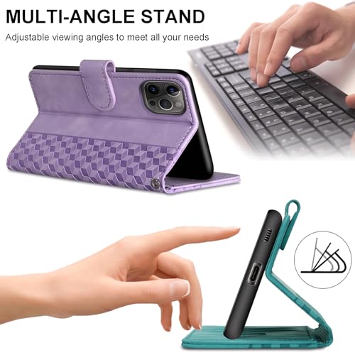Flip Wallet Case for iPhone 11 PU Leather Purple | RFID Blocking, 3 Card Slots & 1 Cash Pocket, Magnetic Closure, Kickstand Function, Leather Flip Case for iPhone 11 - color: Purple