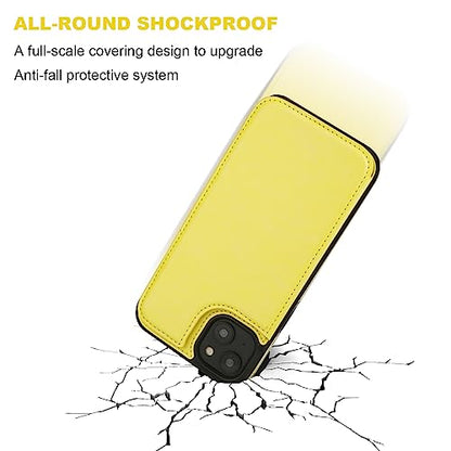 ONETOP for iPhone 14 Plus Wallet Case with Credit Card Holder,Yellow | Kickstand,ID/Cash Holder,Case Wallet with Card Slots,Double Magnetic Clasp,Durable PU Leather Shockproof Cover for Women Men - color: Yellow