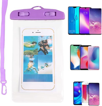 Phone Waterproof Pouch Touchscreen Compatible Cycling Smartphone Bag for Beach Cruise Vacation Swimming Kayaking Diving Travel Purple - color: Purple