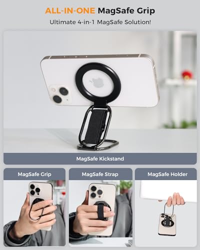 SUPERONE for MagSafe Phone Grip Kickstand, Magnetic Phone Ring Holder - color: Black