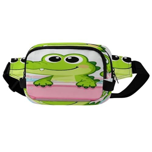 Bathtub Gator Fanny Packs for Women Men Double Layer Fashion Waist Pack Adjustable Belt Bag with Pockets Small Crossbody Bags for Running Hiking Workout Travel Daily Use