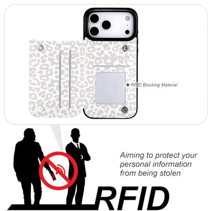 HAOPINSH Wallet Case with Card Holder for iPhone 17 Pro Max, White Leopard Cheetah Pattern Back Flip Folio PU Leather Kickstand Card Slots Case for Women Girls Shockproof 6.9" - color: White Leopard