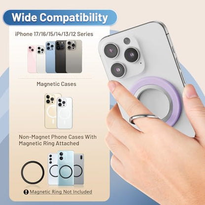 Magnetic Phone Ring Holder Grip Stand Dual Magnet Strong Magnetic Force - color: Purple