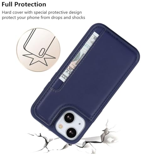 iCoverCase Compatible with iPhone 13 Mini Case with Card Holder, Wallet Phone Case for Women Men RFID Blocking PU Leather Protective Case 5.4 Inch (Dark Blue) - color: Dark Blue