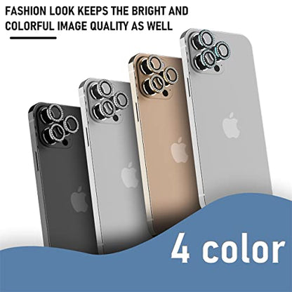 Suoman 3-Pack for iPhone 13 Pro Max/iPhone 13 Pro Camera Lens Protector, 9H Hardness Tempered Glass Film, [Flash Diamonds] [Does not Affect Night Shots] Individual Metal Protective Cover - Black - color: Diamond Black