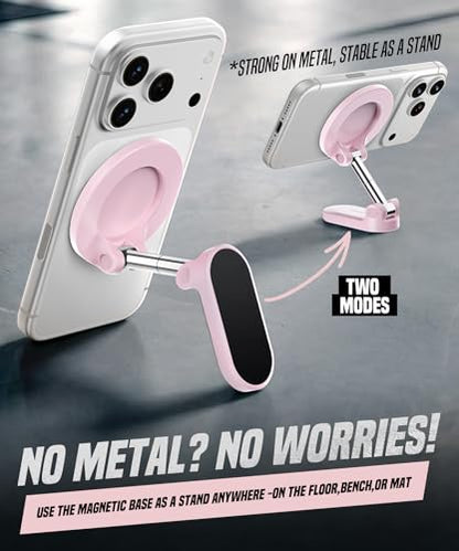 GolbinBox All Metal Dual Magnetic Gym Phone Holder for MagSafe, Pink - color: Pink