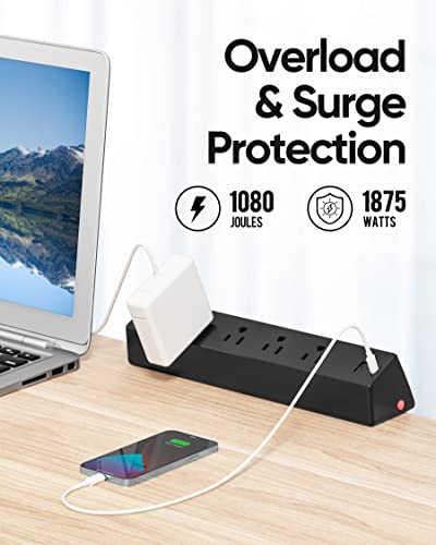 Desk Clamp Power Strip, 4 AC Outlets 4 USB Ports, Fit 1.7'' Tabletop Edge - size: 10FT