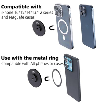 All-Metal Magnetic Phone Holder for Magsafe, Magnet Phone Mount with Super Clamp for Spin Bike/Microphone Stand/Cart/Railing/Handlebar/Dia 0.4-2" Rod, Compatible with iPhone 16 15 14 13 12 Series