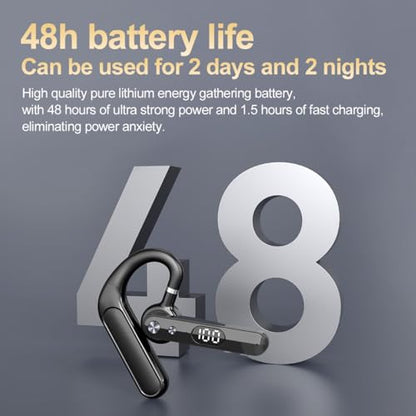 Bluetooth Headset, Dual Mic Noise Cancelling, 48H Talk Time, Clear Calls