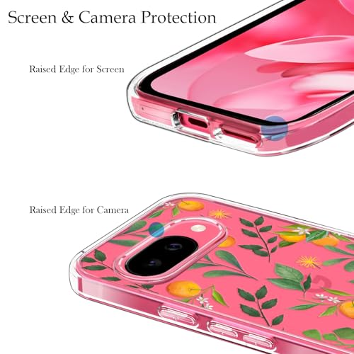 Unov for Pixel 10a Case, Clear with Design, Slim Fit Good Grip, Embossed Phone Case, Shockproof Protective Cover, Raised Camera Protection, Soft TPU, Citrus Flavors - color: Citrus Flavors