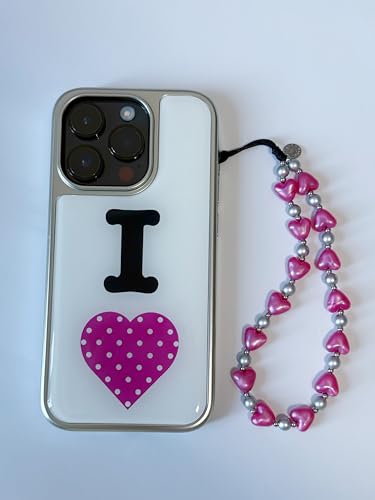 Drawwind Phone Charm Beaded Wristlet Strap Universal Cell Phone Lanyard Cute Bracelet Wrist Strap Beaded Chain String Handmade Accessories for Case Camera Bags (Hot Pink Hearts) - color: Hot Pink Hearts