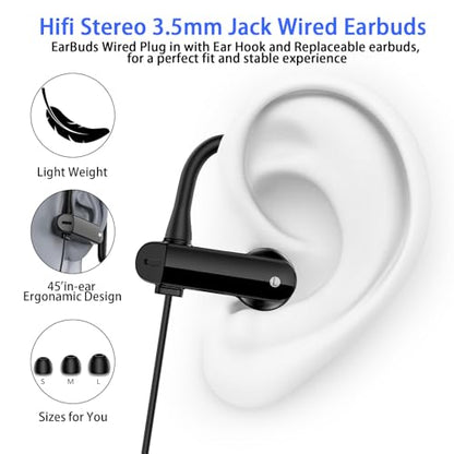 Wired Over Ear Earbuds with Microphone Ear Hooks,3.5mm Headphones - color: Black+Purple