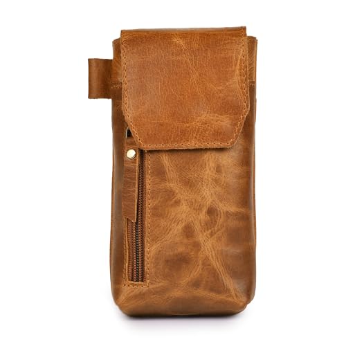 LEATHER VILLAGE Leather Cell Phone Holster with Belt Clip for Men Tan. - color: Suntan