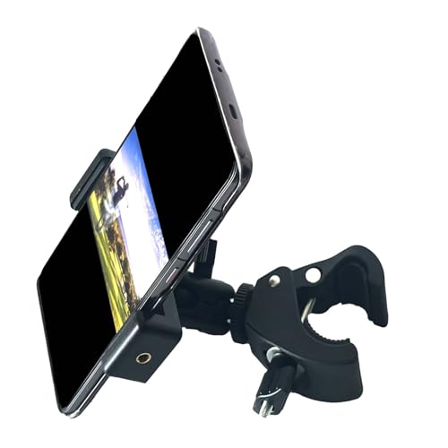 Phone Holder with Clamp，Cell Phone Holder Mount Clip for Golf Cart,Wheelchair Walker,Universal Phone Mount Holder.
