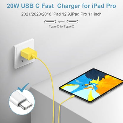 10FT iPhone 17 16 15 Charger Fast Charging USB C Charger Block - color: Yellow, size: 10FT
