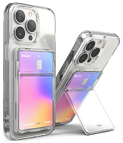 Ringke Stand Slot Card Holder [Phone Wallet Stick on + Stand] ID & Credit Card Holder for Phone Case, Solid Card Wallet with Phone Kickstand Compatible with iPhone Galaxy Android - Clear Mist - color: Clear Mist
