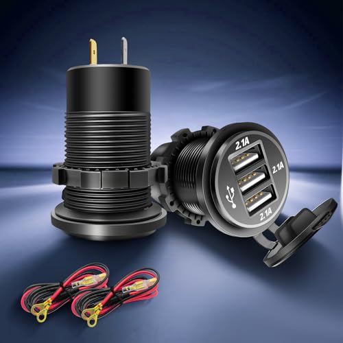 12V USB Outlet, 3 Port Car Charger Socket for Boat Marine RV Truck Golf - color: 1-Pack
