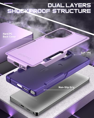 Poetic Neon Case for Samsung Galaxy S25 Ultra 5G, Dual Layer Heavy Duty Rugged Lightweight Slim Shockproof Protective Cover Phone Case, Purple - color: Purple
