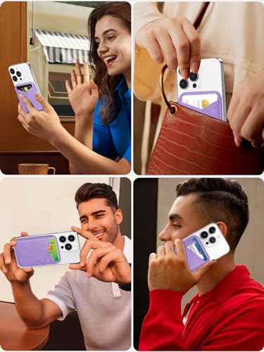 Miroddi for MagSafe Wallet, Ultra-Thin Magnetic Wallet with 2 Card Slots | RFID Blocking, No More Falling, Strongest Magnetic Card Holder for iPhone 17/16/15/14/13/12 Series & Pixel 10 Series, Purple - color: Purple