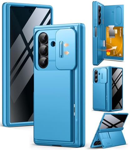 TONGATE Wallet for Z Fold 7 Case with Privacy Screen Protector, Lake Blue - color: Lake Blue
