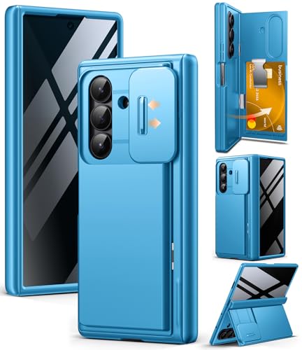 TONGATE Wallet for Z Fold 7 Case with Privacy Screen Protector, Lake Blue - color: Lake Blue