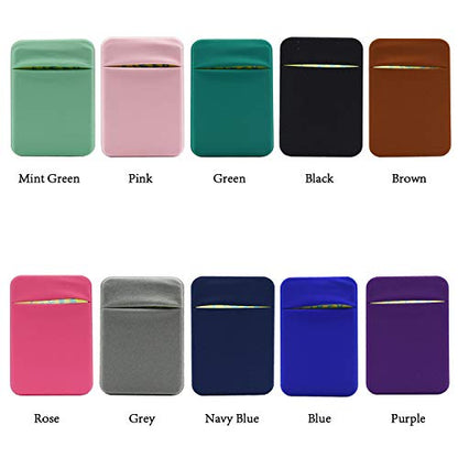 Neoprene Cell Phone Card Holder 6 Cards Adhesive Mini Secure Wallet ID Credit Card Pocket Purse stick on Smartphone for iPhone 16/15/SE, Galaxy S24/S23/A75/A55/A14/Note 22 Ultra (Rose) - color: Rose