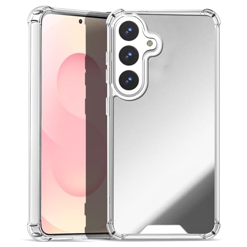 AICase Mirror Case for Samsung Galaxy S26 Plus, Mirror for Girls Women Makeup, Cute Glossy Hard Mirror Back+Clear Soft TPU Bumper Slim Fit Anti-Drop Shockproof Protective Phone Cover - color: Mirror, size: S26 PLUS