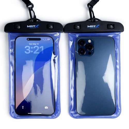 2-Pack Waterproof Phone Pouch, Blue | IPX8 Certified, Touchscreen Friendly, Fits Up to 6 Inch Phones, Swimming Beach Diving, Universal Dry Bag - color: Blue