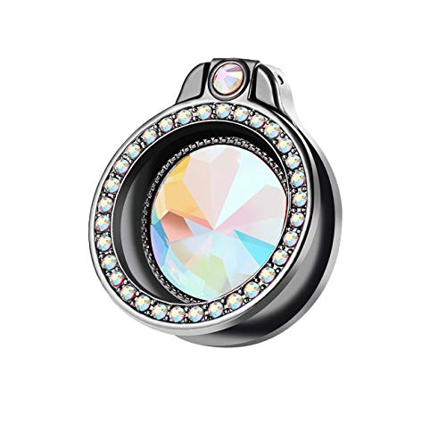 Glitter Bling Bling Phone Ring Holder,Sparkle Phone Ring Artificial Diamond Kickstand,Rhinestone Cell Phone Finger Ring Grip for Women for Almost All Phones,Pad(Black) - color: Black