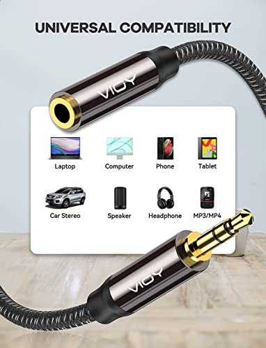 VIOY Headphone Extension Cable 10 FT, 3.5mm Male to Female Braided Aux Cord - size: 10FT