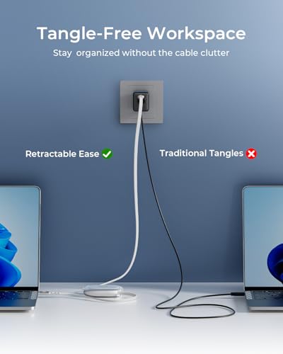 240W Retractable USB C to USB C Cable, PD 3.2 Fast Charging-3.94FT
