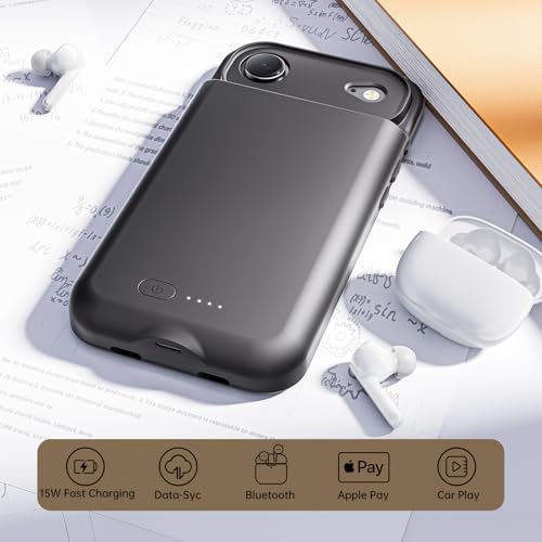 GIN FOXI Battery Case for iPhone 17 AIR, Charging Case Charger 8500mAh Ultra-Slim Lightweight Powerful Battery Pack 15W Fast Rechargeable Anti-Fall TPU Juice Box for iPhone 17 AIR (6.5") Black