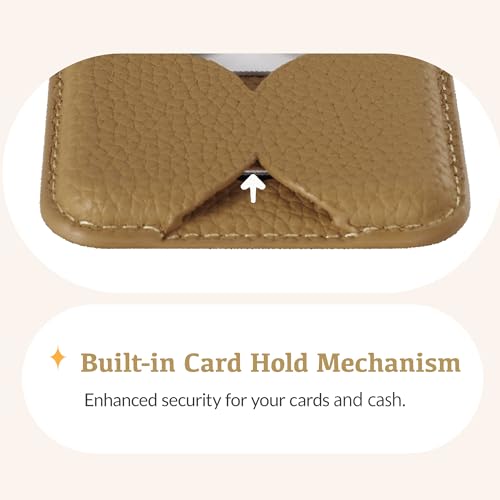 Luner - Leather Magnetic Card Wallet Compatible with Magsafe - for iPhone 16, 15, 14, 13, 12 series - Holds 2 cards - Made of Vegan Leather - Light Brown - color: Light Brown, style: Classic