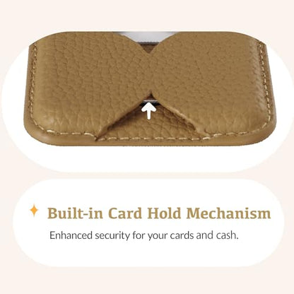 Luner - Leather Magnetic Card Wallet Compatible with Magsafe - for iPhone 16, 15, 14, 13, 12 series - Holds 2 cards - Made of Vegan Leather - Light Brown - color: Light Brown, style: Classic